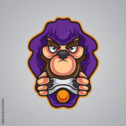 Monkey Gamer Witch Mascot Logo
