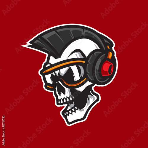 Rock Star Skull Head Mascot Logo