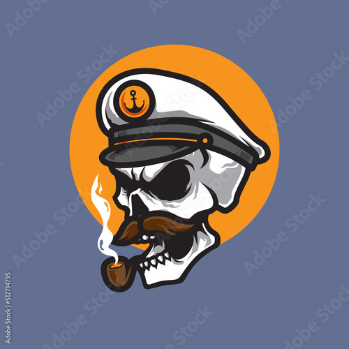 Captain Marine Skull Head Logo