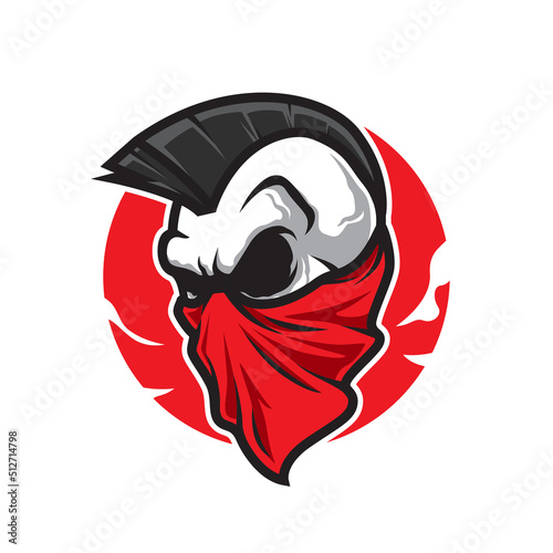 Punk Head Skull Mascot Logo