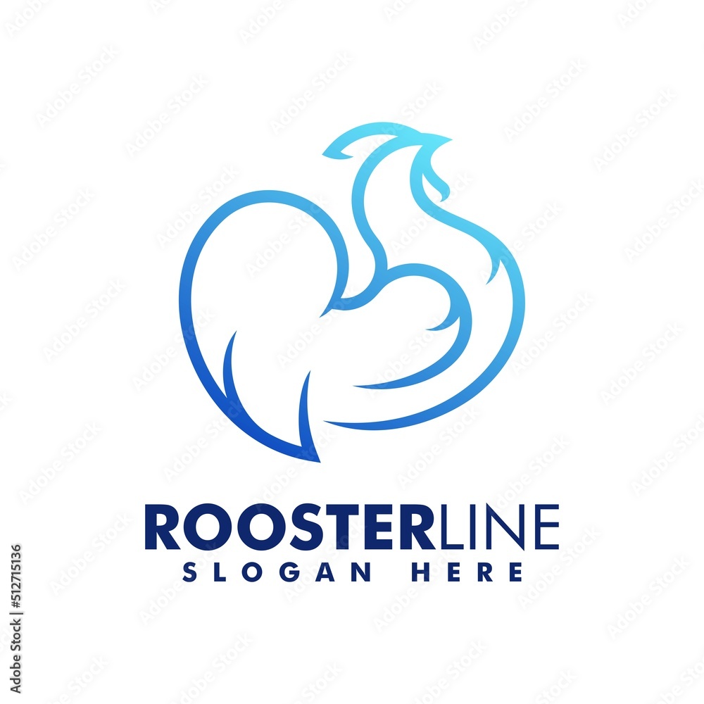 Vector Logo Illustration Rooster Gradient Line Art Style. Vector Logo Illustration Rooster Gradient Line Art Style.