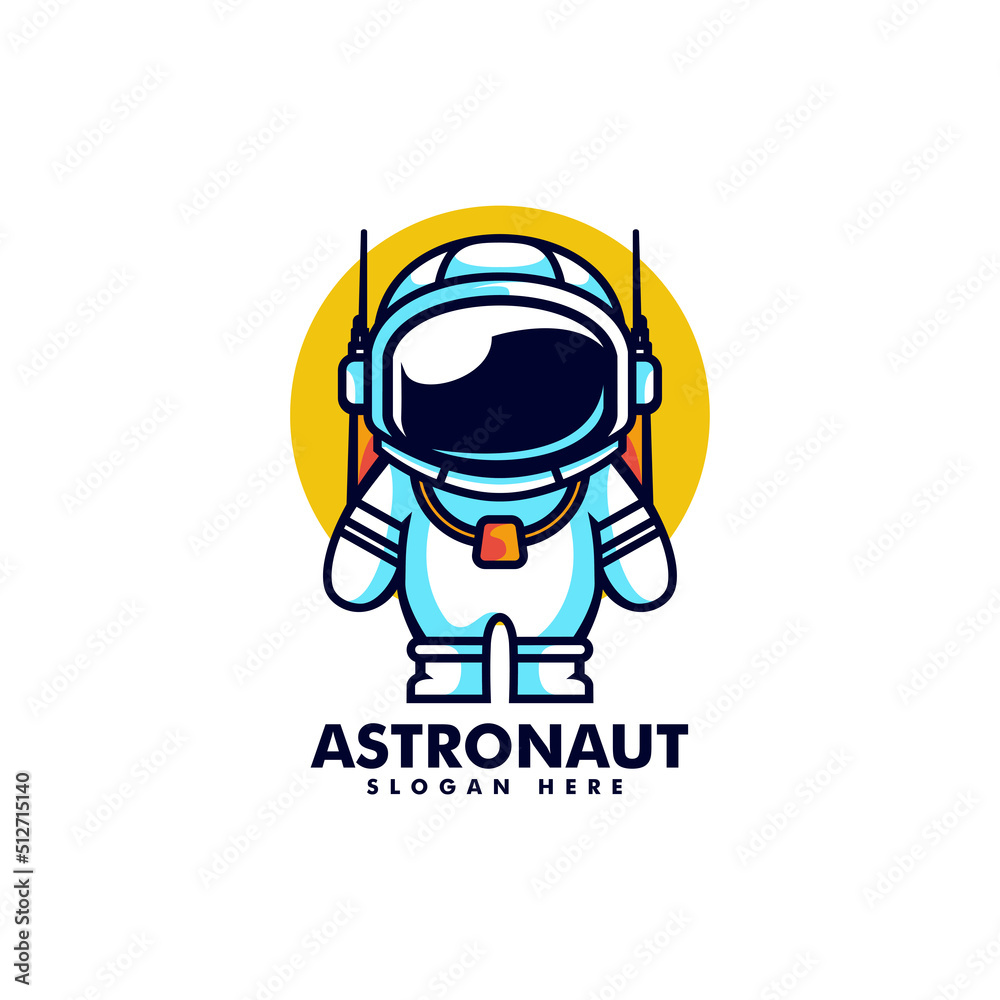 Vector Logo Illustration Astronaut Simple Mascot Style. Vector Logo Illustration Astronaut Simple Mascot Style.
