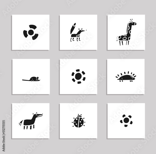 simple animals vector illustration set