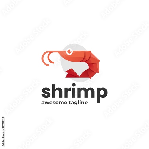 Vector Logo Illustration Shrimp Gradient Colorful Style.