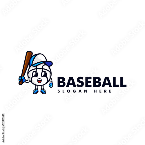 Vector Logo Illustration Baseball Mascot Cartoon Style.