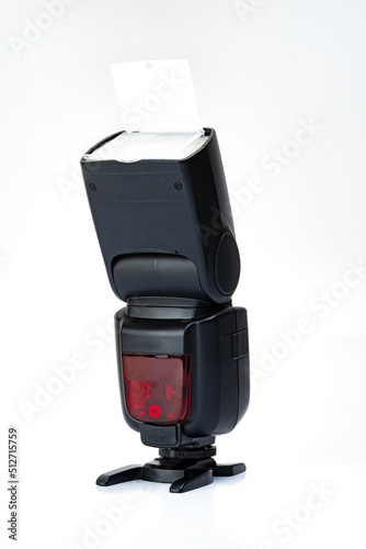 camera flash speedlight isolated on white background front view
