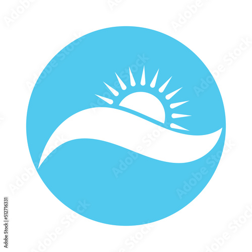 sun and sea waves logo  beach waves  minimalist and simple modern concept with flat colors design template illustration vector
