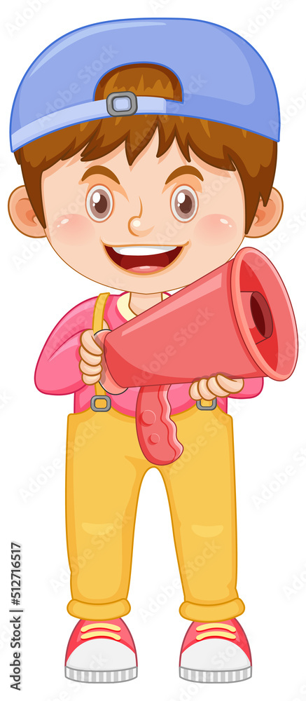 Cute boy cartoon holding megaphone Cute boy cartoon holding megaphone