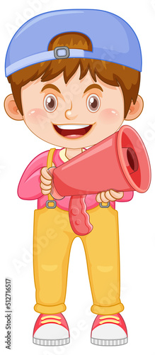 Cute boy cartoon holding megaphone