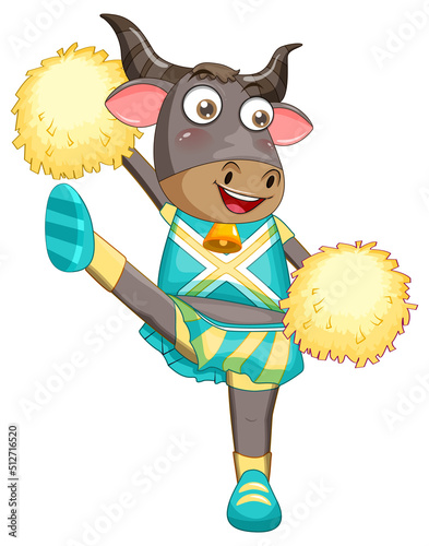 Cheerleader buffalo cartoon character