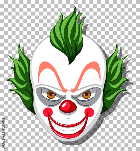 Scary clown head on grid background