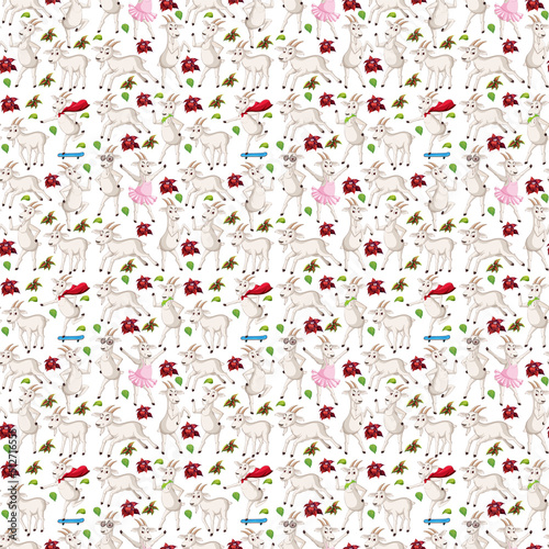 Cute animals cartoon seamless background