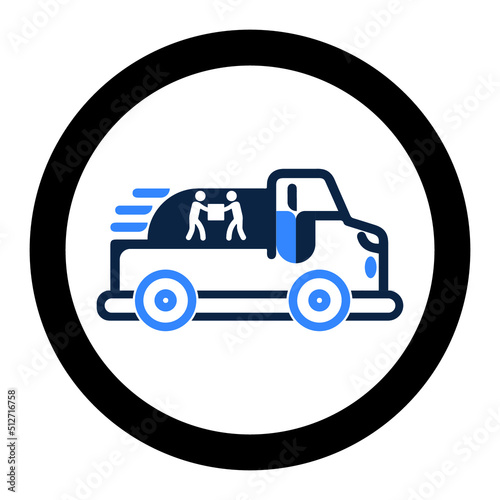 Delivery refugee transport truck icon