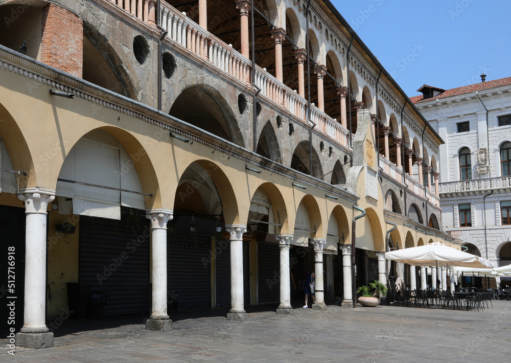Fototapeta premium Main square of Padua City called PIAZZA DELLE ERBE that means Square of Vegetables and fruits