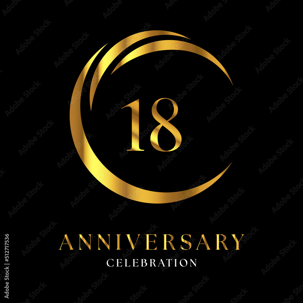 18th golden anniversary logo design for wedding or marriage, greetings, happy birthday, ceremony, event party, invitation card, brochure, banner, poster, magazine. 18th golden anniversary logo design for wedding or marriage, greetings, happy birthday, ceremony, event party, invitation card, brochure, banner, poster, magazine.