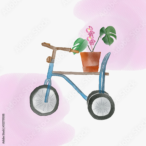 pink baby tricycle background design