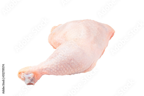 Isolated fresh raw chicken leg on white background