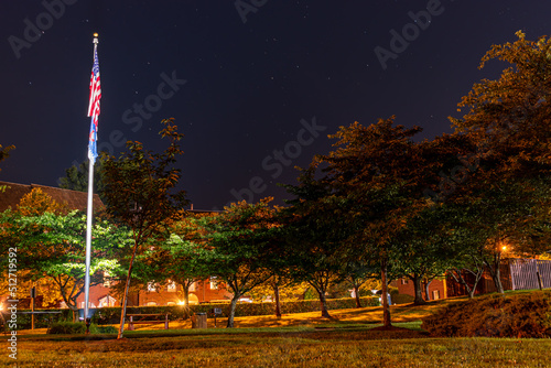 American flag in a park at night photo