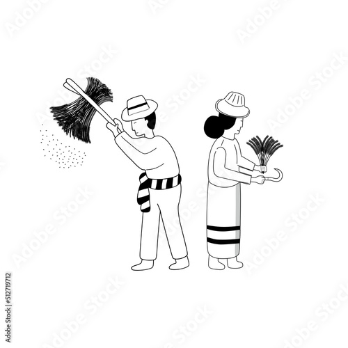 Farmer harvest the rice cartoon design on white background, Thailand traditional, vector illustration in flat cartoon design.