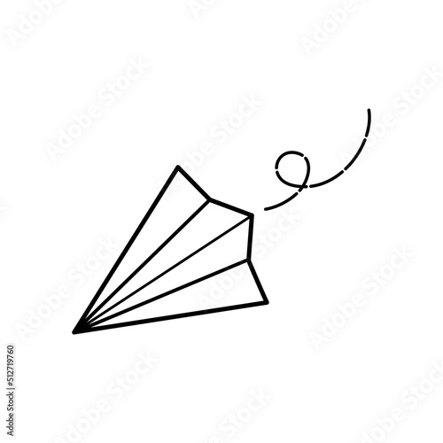 Paper plane and origami airplane icon on white background. Vector illustration in flat cartoon design.