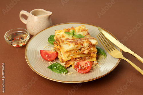 Concept of delicious Italian cuisine food - Lasagna