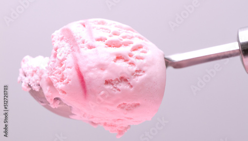 Scoop Ice cream strawberry isolated on white background, Front view Blank for design.