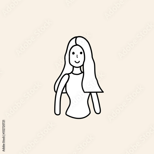 The doll cartoon drawing line on white background, vector illustration in flat cartoon design.
