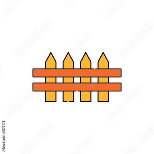 Fence icon white background, vector illustration in flat cartoon design.