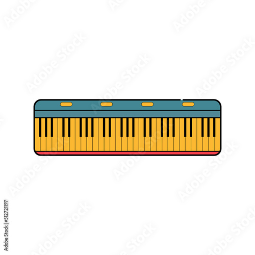 Keyboard icon, vector illustration in flat cartoon design, piano icon.
