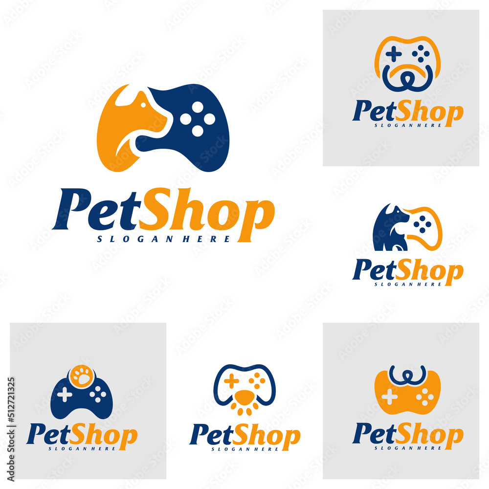 Set of Pet Game Logo Design Template. Pet logo concept vector. Emblem, Creative Symbol, Icon