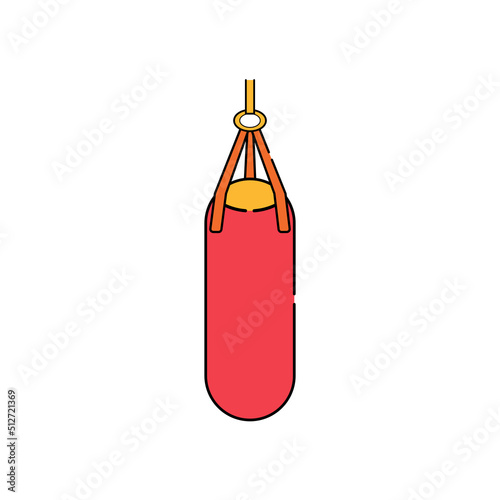 Big bag of sand boxing icon, vector illustration in flat cartoon design.