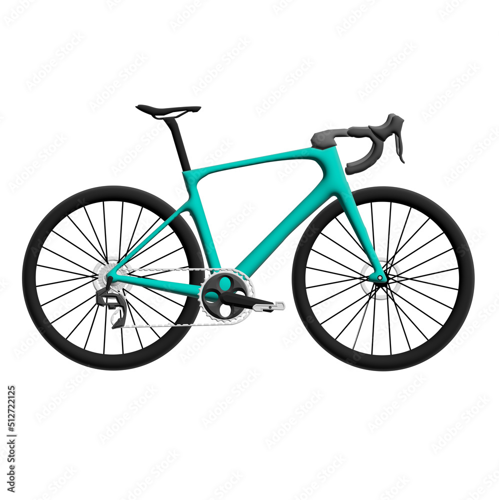 green mountain bike isolated from white background. 3D illustration