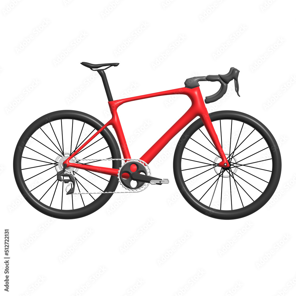 3D Realistic red mountain bike isolated from white background. 