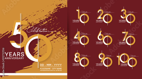 set of anniversary logotype modern pop art style color for celebration