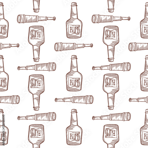 seamless binocular bottle pattern vintage illustration