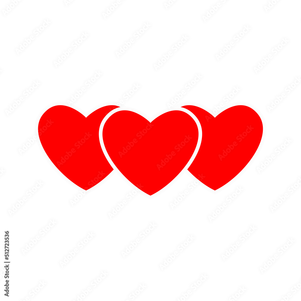 Red heart icon in flat style. Isolated red heart icon