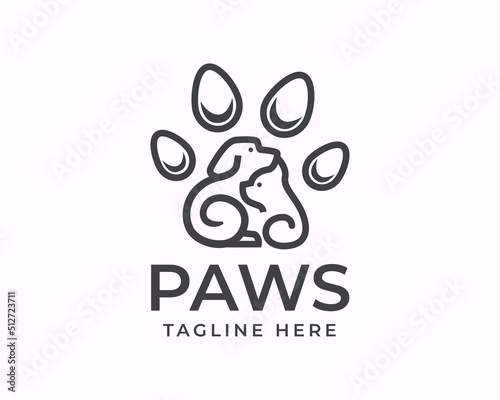 line art dog and cat logo icon symbol design template illustration inspiration