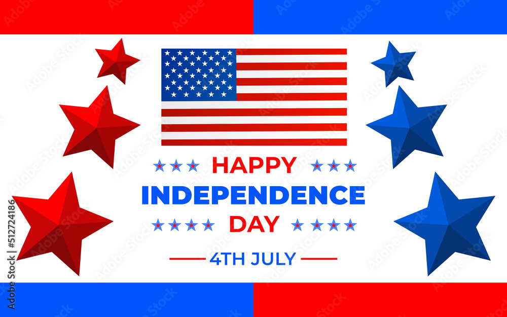 4th of July Background. Happy Independence Day 4th OF JULY. Lettering background with stars Illustration. Happy USA Independence Day Fourth of July background.
