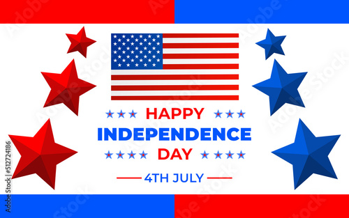 4th of July Background. Happy Independence Day 4th OF JULY. Lettering background with stars Illustration. Happy USA Independence Day Fourth of July background.