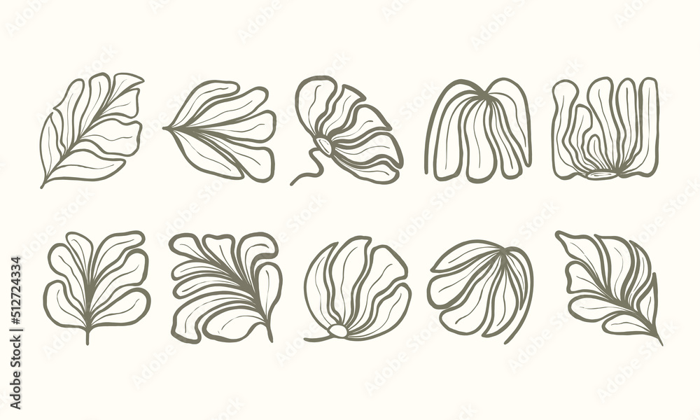 Set of Abstract Botanical LineArt 