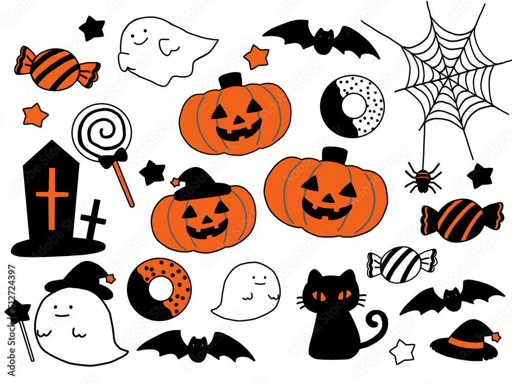 かわいいハロウィンセット オレンジ黒 かわいいハロウィンセット オレンジ黒