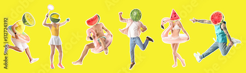 Set of people with ripe wat...