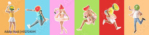 Set of people with ripe wat...