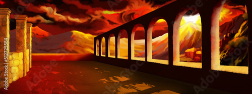 Volcano eruption in the ancient Italy