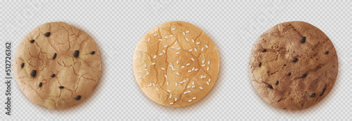 Fotografia Chocolate drop cookies realistic vector top view