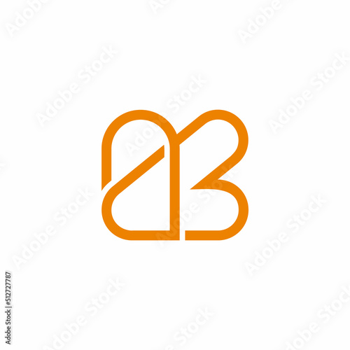 letter ab linked simple geometric line logo vector