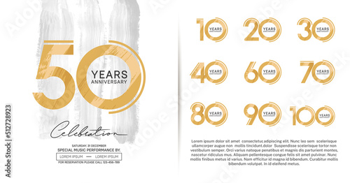set of anniversary logotype modern pop art style color for celebration