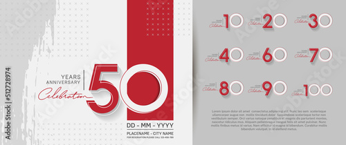 set of anniversary logotype modern pop art style color for celebration