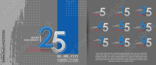 set of anniversary logotype modern pop art style color for celebration