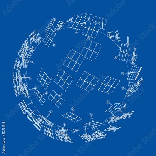 Solar Panels on Earth Concept. Vector